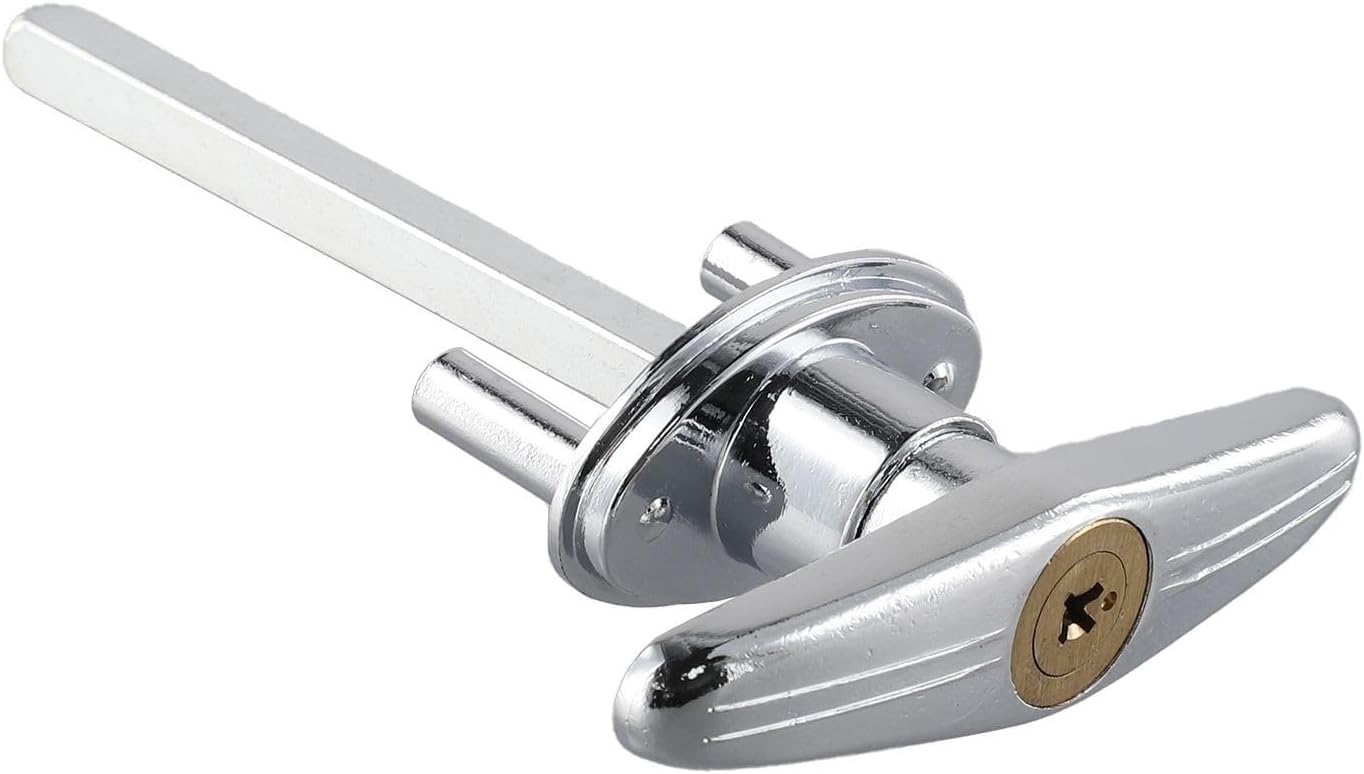 T Lock Handle Garage Door, Zinc Alloy RV Door Lock with Trailer Security Lock Mechanism, Weather Resistant Exterior Door Latch for Industrial Use(Lock + 2 keys)