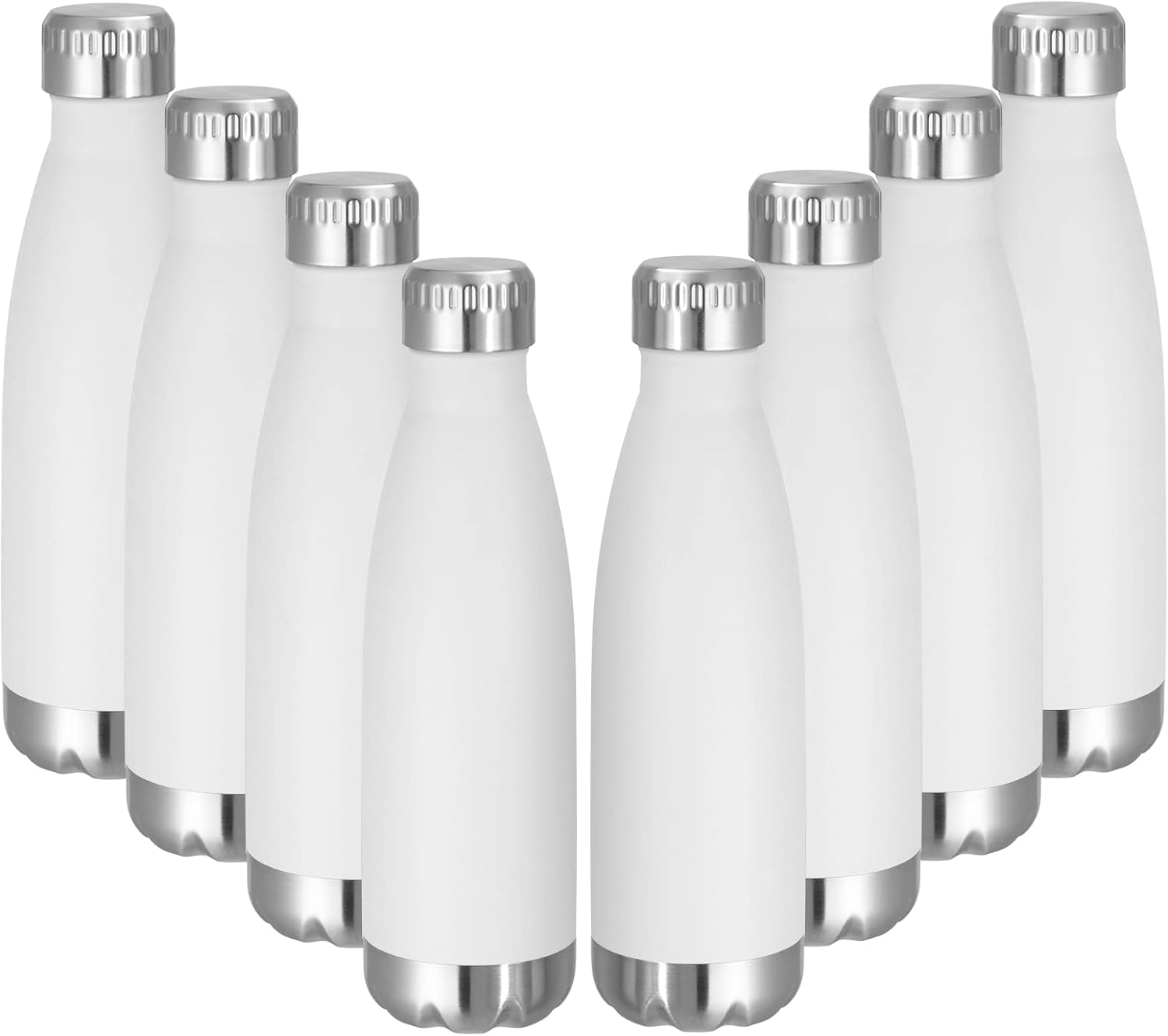 VEGOND 17oz Stainless Steel Water Bottles Bulk, Reusable Metal Sports Water Bottle Keeps Drink Hot and Cold, BPA Free Double Wall Vacuum Cola Shape Insulated Water Bottles for Camping Gym, 8 Pack