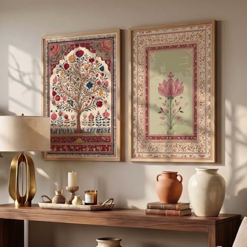 Image of kotart Indian Traditional Art Wall Painting Home Decoration With Frame For Living Room Bed Room Hotel Wall Decor Digital Reprint Engineered Wood Set of 2 (10X13 INCH)