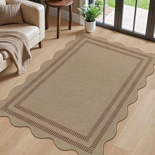 LORWER Modern Easy Jute Outdoor Patio Rug, 3x5 Washable Rugs