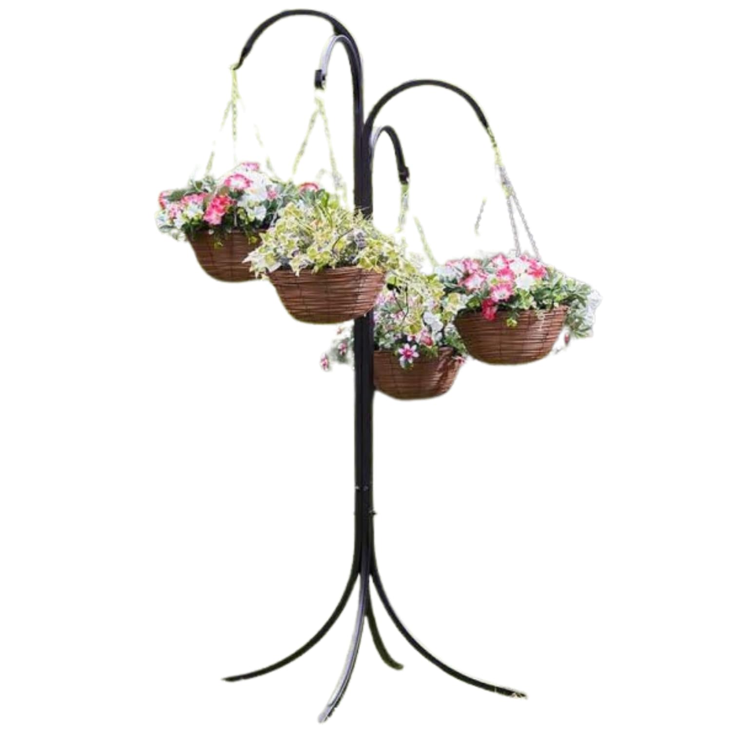 Garden Mile Mangeoire à oiseaux sauvages à 4 voies - Étanche - Finition style vintage rustique - Station d'alimentation pour oiseaux à suspendre (4 positions de jardin)