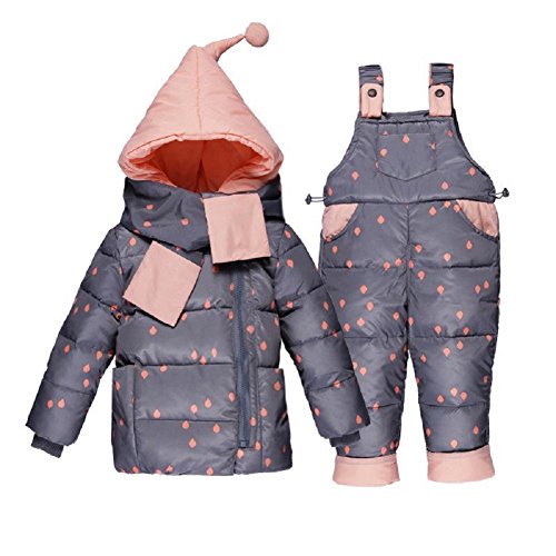 XIRUI Nueva Ropa de Abrigo para bebés de Invierno de la Chaqueta de Abrigo para niños Conjunto Chaqueta para niños con Chaqueta de Abrigo para niños Conjunto (100cm, Grey)