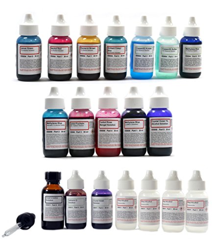 ALDON Complete Microscope Slide Stains Kit (19 Chemicals)