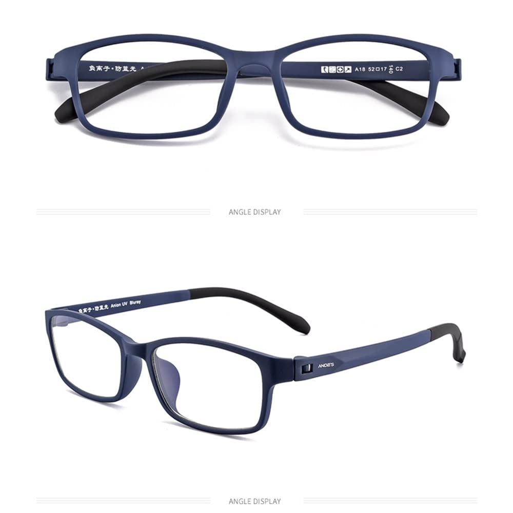 FREAZE Occhiali da lettura ultra leggeri TR occhiali da lettura eleganti e semplici da computer, montatura agli ioni negativa, anti-stanchezza, per uomo e donna + 2.0 (colore: blu, dimensioni: 1,0X)