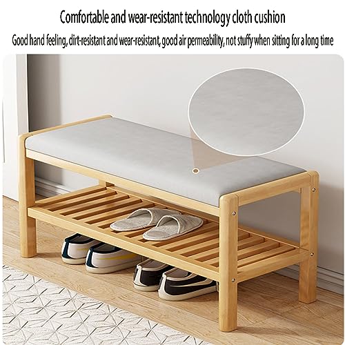 Tabouret à langer en bois massif et range-chaussures compact de salon
