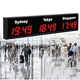 Digital World Clock with Multiple Time Zones, Wall Mounted for Home, Office, and Travel