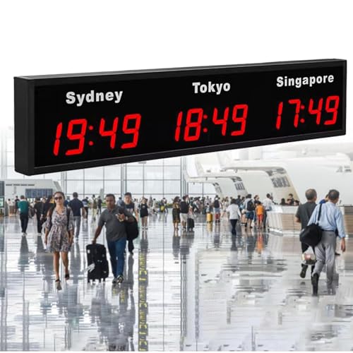 Horloge mondiale numérique LED avec plusieurs fuseaux horaires, idéale pour les hôtels, les aéroports et les entreprises multinationales