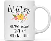 Vista 72 de Andaz Press Taza de café de 11 onzas, regalo de broma, madrina porque Badass no es un título oficial, gráfico floral, paquete de 1