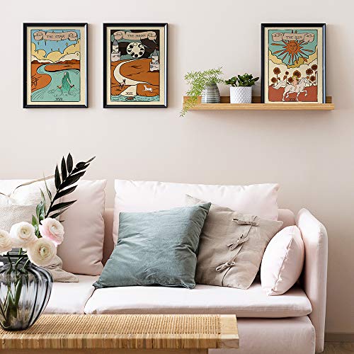 Yumknow Boho Hippie Room Decor - Unframed 8X10 Set Of 3, Cute Tarot Card Wall Art Print Posters For Room Aesthetic, Witchy Alt Indie Astrology Kawaii For Teen, Bohemian Vintage Wall Decor For Bedroom #TOP4