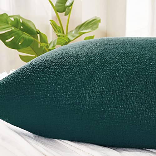 Phf 100% Cotton Jacquard Euro Sham 26" X 26", No Insert, 2 Pack, Home Decorative Euro Throw Pillow Covers For Couch Sofa Bed, No Filling, Empire Green #TOP5