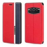 Custodia Flip in Pelle PU Bicolore con Chiusura Magnetica Invisibile Compatibile con Doogee V30, Cover Elegante e Protettiva (Rosso)