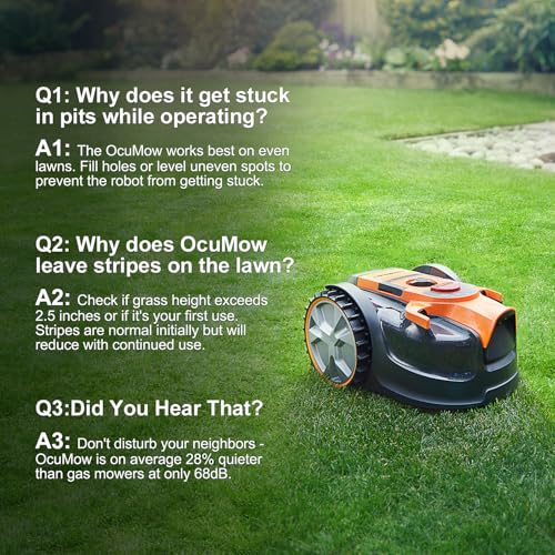 LawnMaster OcuMow™ Perimeter Wire Free Robot Lawn Mower Cuts Small Lawns 1000-2000 Square Feet with Optical Navigation, Obstacle Avoidance, Low Noise and No Go Function - Image 8