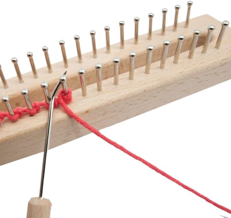 2Pcs/Set Wooden Knitting Loom Hook Weaving Crafts Making Hat Blankets Scarves Tool Accessories