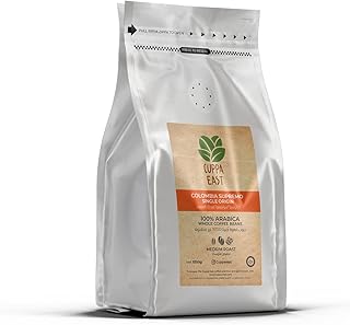 Cuppa East Colombia Supremo Single Origin Coffee, 100% Arabica Beans, Medium Roast, Fruity Note, Floral Aroma, Nut Caramel Taste, 1 kg