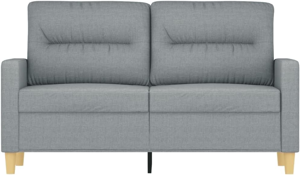 2-Seater Sofa Light Grey Fabric (100% Polyester) Living Room Furniture