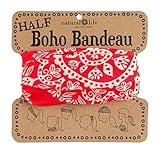 Natural Life Womens Half Boho Bandeau Mandala Pattern, Red/Cream, One Size