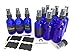 Glass Spray Bottles, 2 Oz Cobalt Blue Boston Round with Fine Mist Sprayer & Chalkboard Labels - Pack of 12