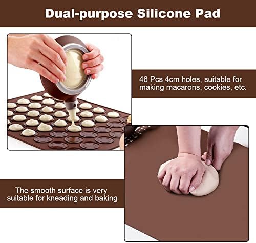 SNAGAROG 2 Pcs Macaron Baking Mat, Silicone Baking Mat 48 Holes Capacity Baking Sheet Moulds Non Stick Macaron Baking Tray Set Macaron Cookie Sheet Macaron Pad for Macaron, Cupcake, Dessert