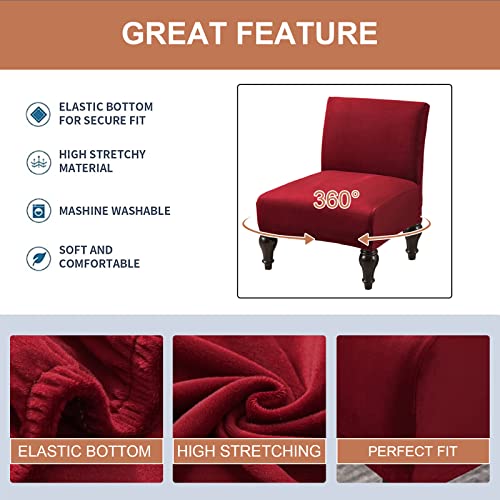 Image of Eco-Ancheng Armless Chair Slipcover Removable Armless Accent Chairs Covers Washable Armless Slipper Chair Slipcover Printed Armless Chair Furniture Protector Covers for Living Dining Room Hotel