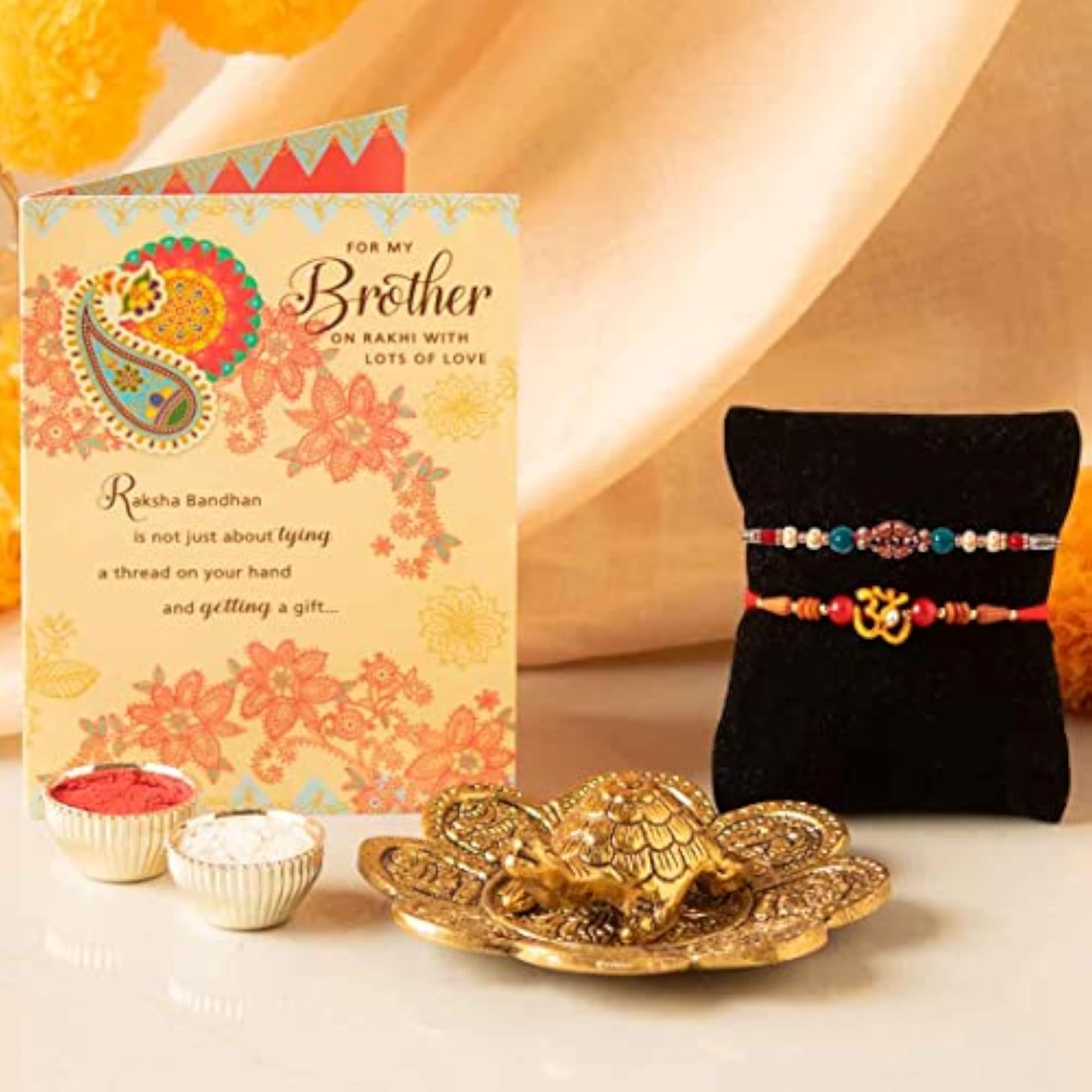 Rakhi for Brother Laxmi Ganesh Combo Set with Special Rakhi