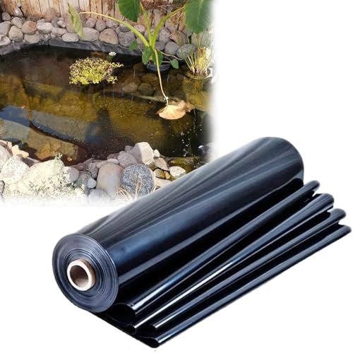 Hggdsac Revestimiento Negro para Estanque de jardín 4×7m, Revestimiento de Estanque PVC, Lona Estanque Exterior Lámina Estanque para Estanques de Peces, Juegos Acuáticos, Cascadas, Fuentes