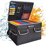 SJEhome File Box with Lock,(16x13x11in) Collapsible Fireproof Document Box Filing Box, Storage File