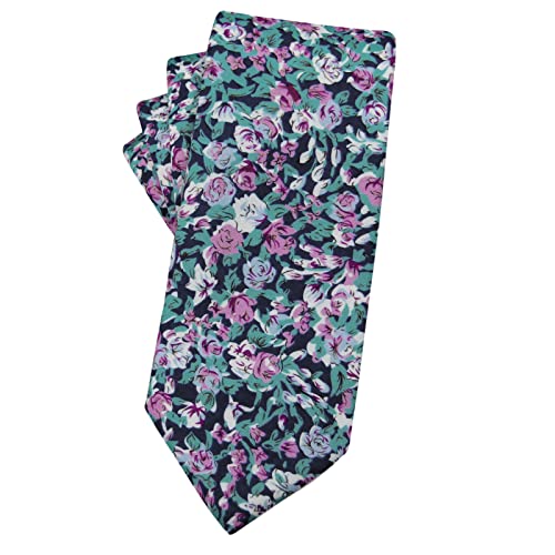 Image of Mantieqingway Men's Cotton Floral Neck Tie 2.56'' Printed Skinny Tie