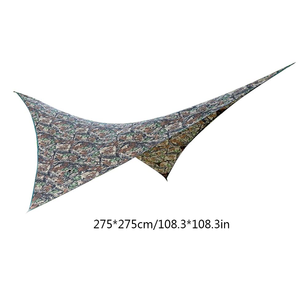 Wodoodporny przenośny hamak zewnętrzny, namiot, plandeka, wiata, kamuflaż, 275 x 275 cm, 1 sztuka (moro martwych liści)