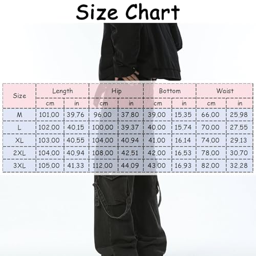 Men's Casual Baggy Jeans Loose Fit Straight Leg Mid-Rise Fashion Hip-Hop Cargo Denim Pants with Pockets4