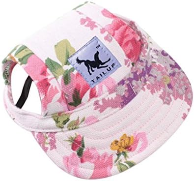 Pet Hat, OOEOO Visor Cap with Ear Hole Summer Dog Cat Baseball Cap Puppy Hat Sunbonnet (Floral)