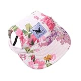 Pet Hat, OOEOO Visor Cap with Ear Hole Summer Dog Cat Baseball Cap Puppy Hat Sunbonnet (Floral)
