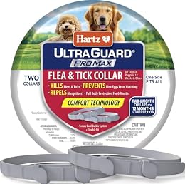 Hartz UltraGuard ProMax Flea & Tick Collar for Dogs I 12 Months Protection I Soft & Comfortable Flea & Tick Prevention I 2 Pack,Gray