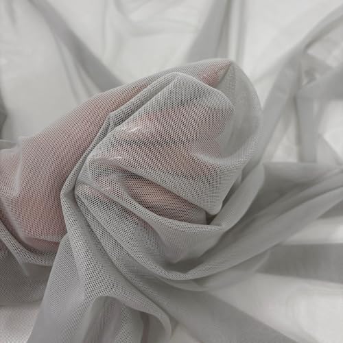 Ice Fabrics 4-Way Stretch Power Mesh Fabric by The Yard - 60" Wide Nylon Spandex Sheer Net - Breathable & Stretchy Mesh Fabric for Sewing Activewear, Dresses, Crafts - Silver - 1 Yard by Ice Fabrics - Image 2
