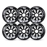 6 ruote per rulli in linea 100 mm/110 mm, durezza 85A, ruote di ricambio in PU ad alta resilienza per pattinaggio di velocità, fitness, allenamento e uso esterno (nero, 110 mm)