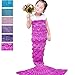 Awkli Kids Mermaid Tail Blanket, Knitted Crochet Fish-Scale Pattern Mermaid Sleeping Bag Quilt Christmas Gift for Child 59"x29" (Kids-Rose Red)