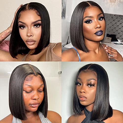 Unice 5X5 Hd Lace Closure Bob Wigs Human Hair Straight Short Bob Glueless Wigs Undetectable Transparent Lace Wig Pre Plucked For Women 180% Density 10 Inch #TOP6