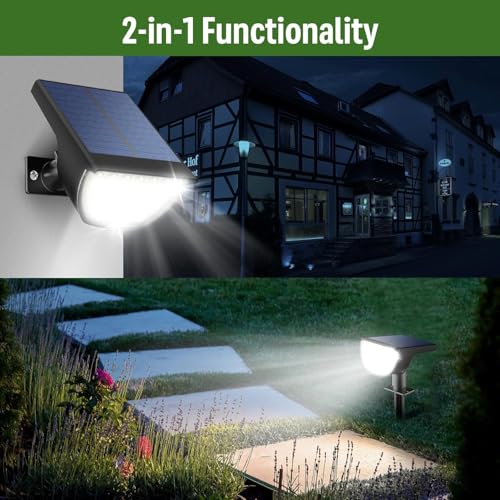 GKGG Solar Lights Outdoor Waterproof IP65, Solar Powered 76 LED 3 Lighting Modes Solar Spot Lights Outdoor for Yard Garden Landscape Pathway (White, 6 Pack) - image 5
