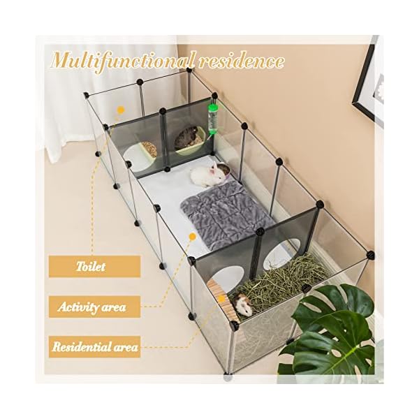 DINMO-Rabbit-Playpen-Guinea-Pig-playpen-Game-Holes-Design-Plastic-and-Matel-Design-Floor-Mat-Design-and-Bottom-Design-Connectors-Accessories-for-Choose-DIY-Visualization-Expanded-Portable-for-Small-An Unique Pet Playpen