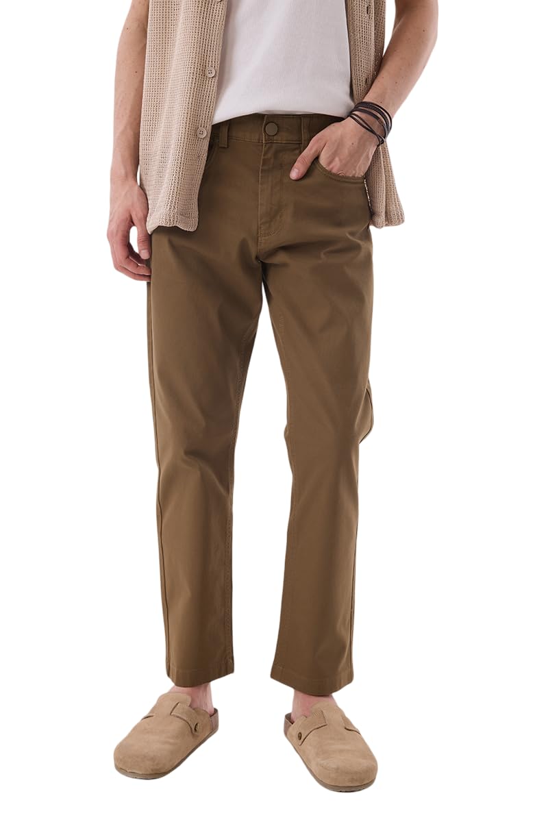 snitch Men Slim Fit Trousers | Mid Rise Relaxed Style with Turned-Up Cuffs | Durable Cotton Blend & Smooth Texture for Casual & Formal Summer Wear-picture-17