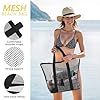 MBAIYO Groß Netz Strandtasche, Mesh Beach Bag für Sandspielzeug Faltbare Handtaschen mit Reißverschluss Wasserdicht Badetasche Netztasche für Strand Urlaub Reise Fitnessstudio #2
