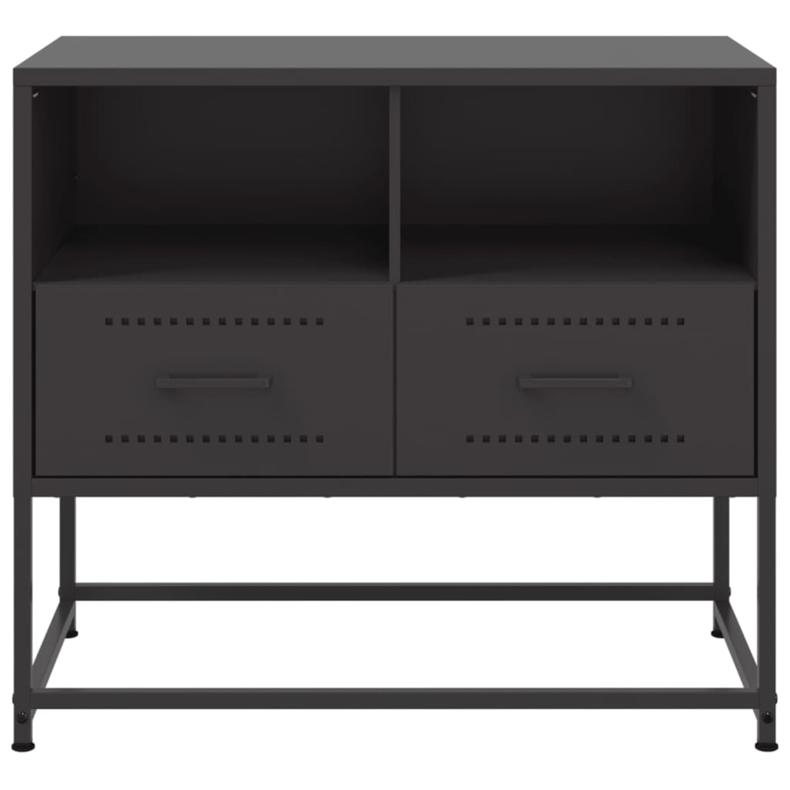 Szafka TV, czarna, 68 x 39 x 60,5 cm, stalowa, z 2 półkami i 2 szufladami, do salonu i sypialni