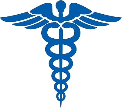 Medical Symbol Caduceus Nurse Medical 2 Azure Blue Set of 2 Premium Waterproof Vinyl Decal Stickers for Laptop Phone Accessory Helmet Car Window Bumper Mug Tuber Cup Door Wall Decoration