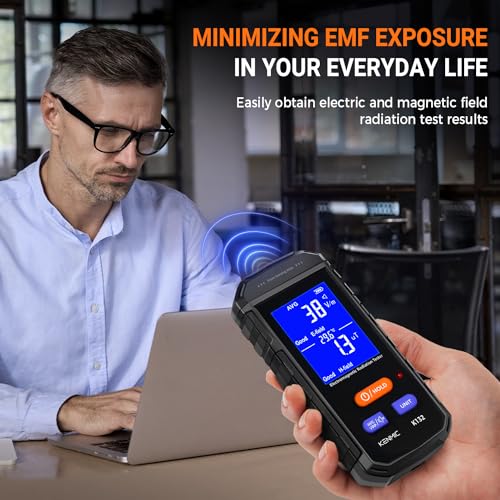 Image of EMF Meter - Rechargeable Handheld Electromagnetic Field Detector with Digital LCD - Ideal for Home, Office, Outdoors, and Ghost Hunting