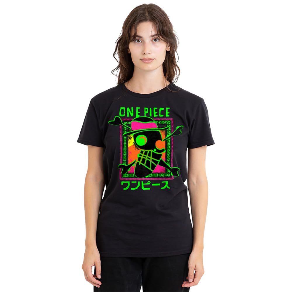 One Piece Abstract Logo Ladies T Shirt, Black, XX-Large