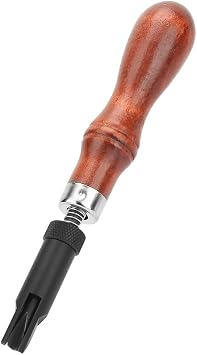 Push Groover, Leather Groover, Groover V Type Push Gouge Tool Wood for Cobbler Leather Craft Belt Leather Shoes