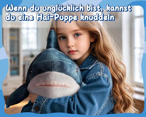 AURWEL XXL Hai Kuscheltier 100cm, Weiches Hai Spielzeug & Plüschtier, Großes Stofftier für Kinderzimmer-Deko, Einfach zu Reinigen Familie, Freunde und Tierliebhaber