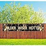 Large Black Gold Older Wiser Hotter Yard Sign Banner, Funny Happy Birthday Banner for 30th 40th 50th 60th 70th 80th Birthday Party Decoration, Funny Black Gold Bday Party Supplies 9.8 X 1.6 ft - Image 5