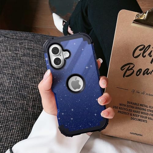 Coque iPhone anti-traces de doigts bleu pailleté avec coque de protection
