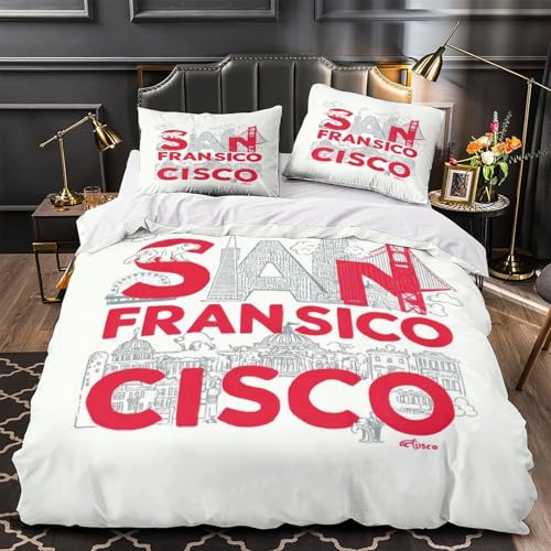 Housse de couette San Francisco confortable et facile à laver pour lit simple 3D