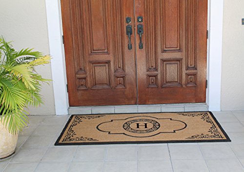 A1 Home Collections First Impression Hand Crafted Abrilina Entry Coir Monogrammed Double Doormat, 72" L X 36" W, X-Large #TOP3